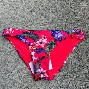 H and M Bikini Bottom Womens 4 Pink Floral Tropical Swimsuit